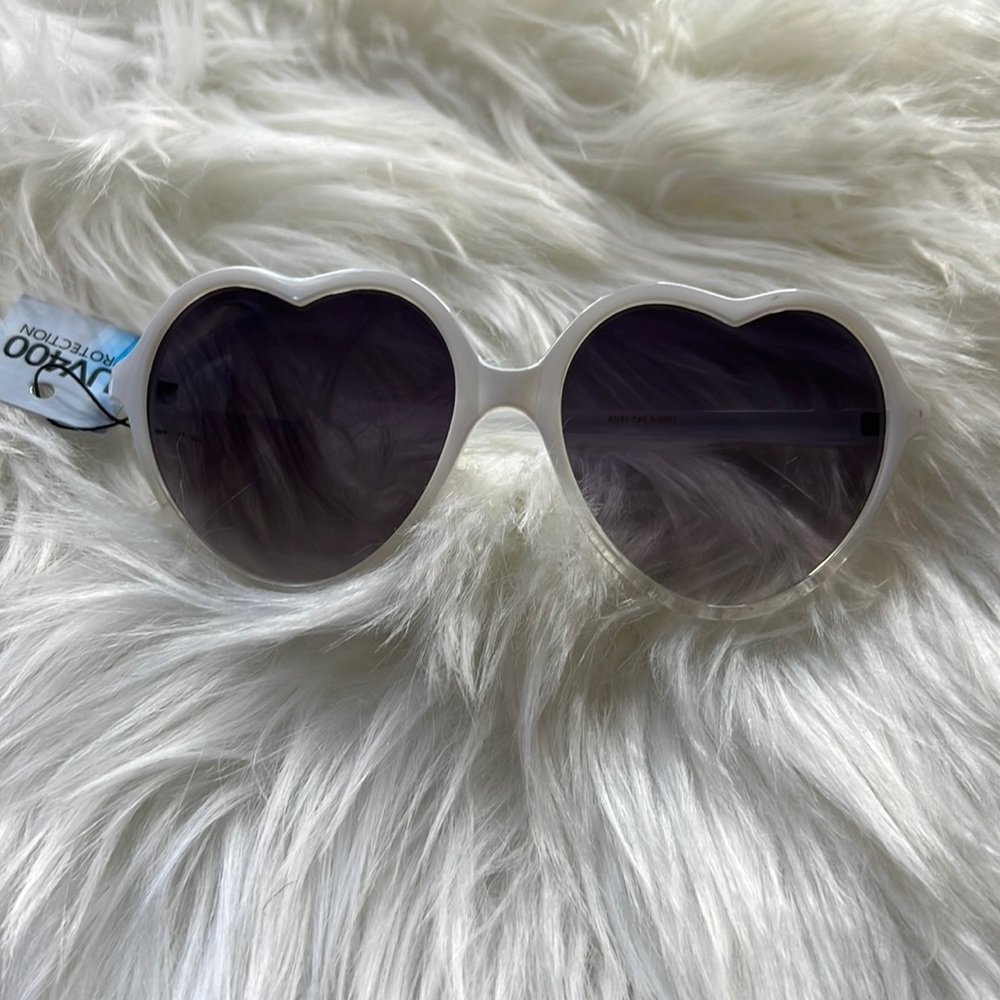 White heart shaped sunglasses